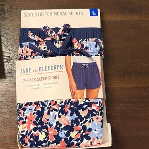Jane and Bleecker Navy and Pink Floral Sleep Shorts